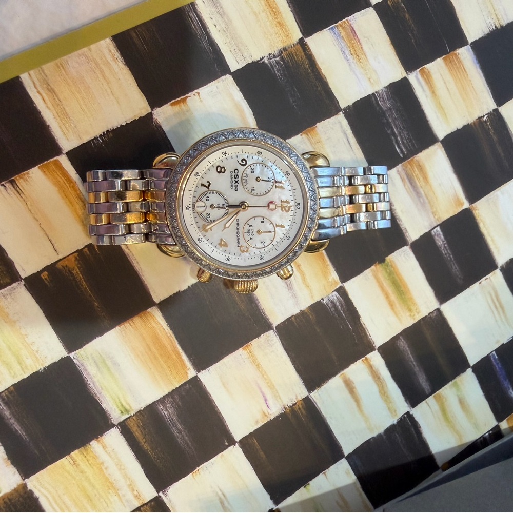 Michele CSX Diamond 18K Gold/ Silver Bracelet Watch - Picture 3 of 12